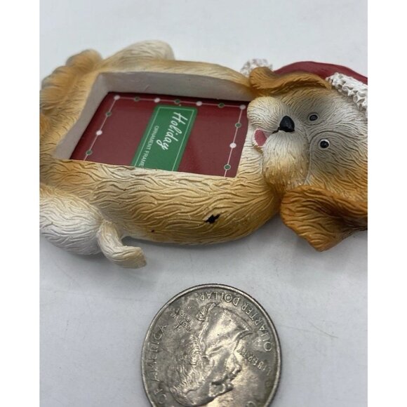 Dog Pet Mini Photo Frame Christmas Ornaments Set of 3 Dog House Bone Puppy - Picture 9 of 16